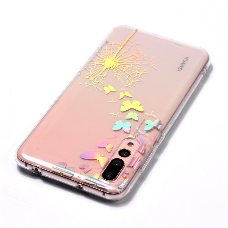 Colorful Laser Carving Patterned TPU Mobile Phone Shell for Huawei P20 Pro - Dandelion and Butterflies-5