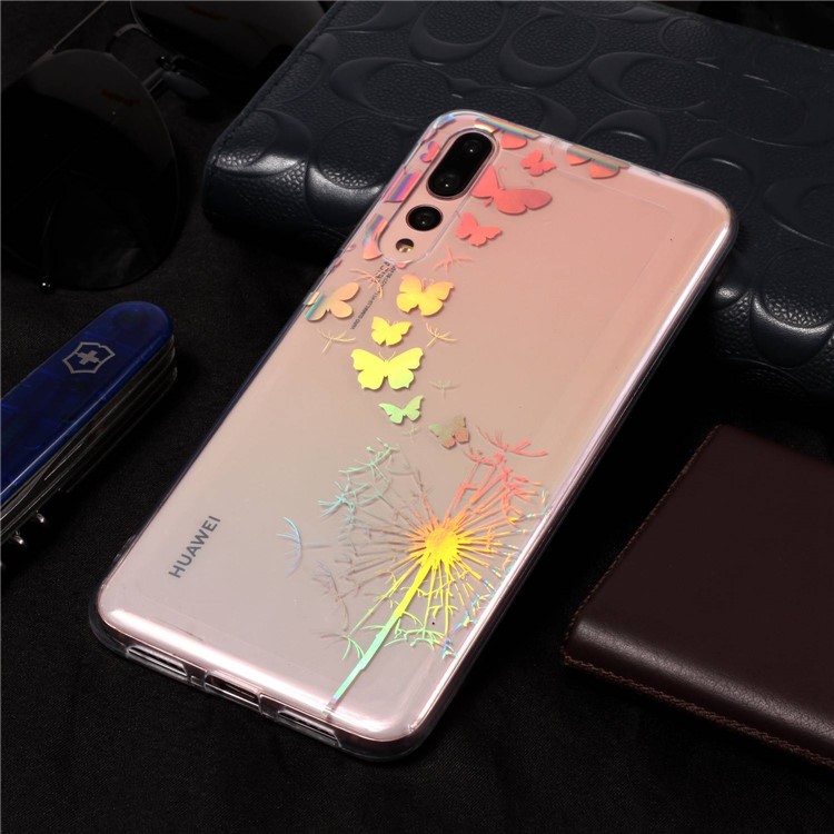 Colorful Laser Carving Patterned TPU Mobile Phone Shell for Huawei P20 Pro - Dandelion and Butterflies-6