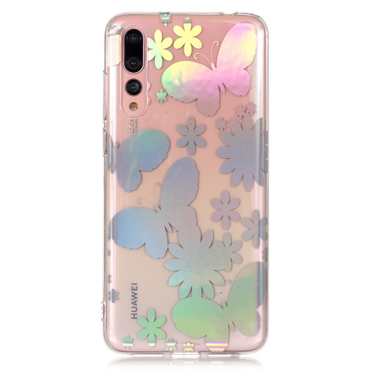 Colorful Laser Carving Patterned TPU Case Mobile Accessory for Huawei P20 Pro - Butterflies and Flower-2