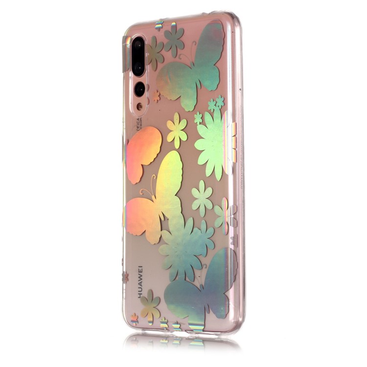 Colorful Laser Carving Patterned TPU Case Mobile Accessory for Huawei P20 Pro - Butterflies and Flower-3