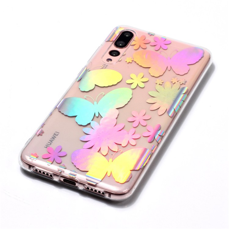 Colorful Laser Carving Patterned TPU Case Mobile Accessory for Huawei P20 Pro - Butterflies and Flower-4