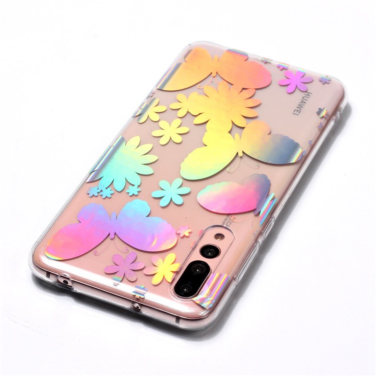 Colorful Laser Carving Patterned TPU Case Mobile Accessory for Huawei P20 Pro - Butterflies and Flower-5