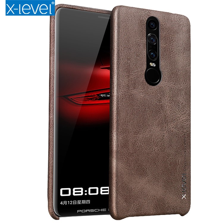X-LEVEL Vintage Leather Coated PC Mobile Shell for Huawei Mate RS Porsche Design - Coffee-5