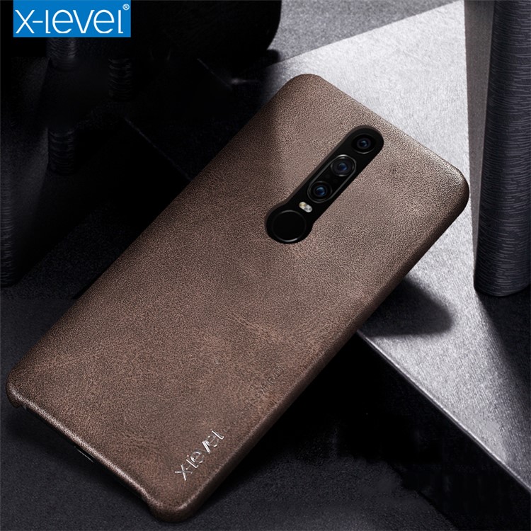 X-LEVEL Vintage Leather Coated PC Mobile Shell for Huawei Mate RS Porsche Design - Coffee-9