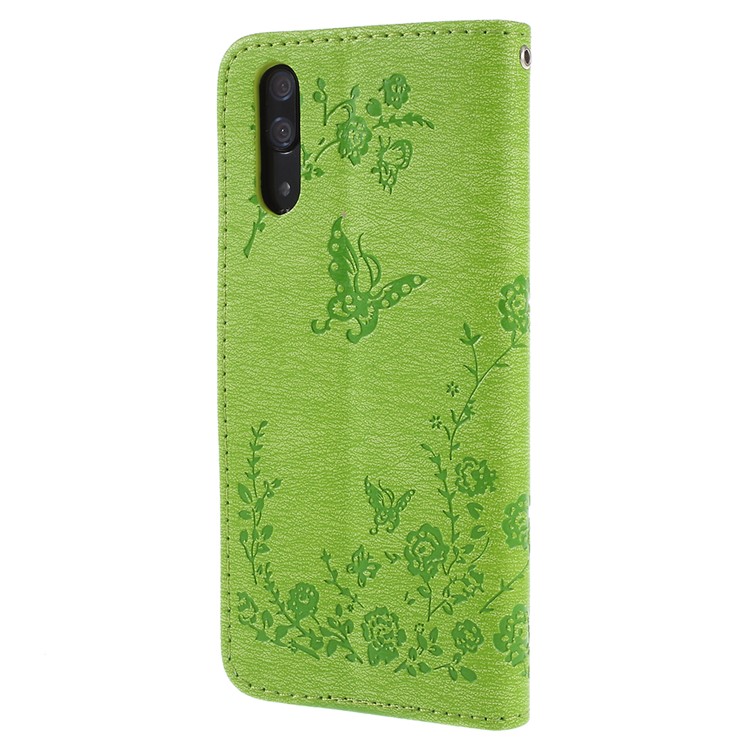 Impressum Schmetterling Blume Strass Dekor Leder Telefon Fall Abdeckung Für Huawei P20 - Grün-3