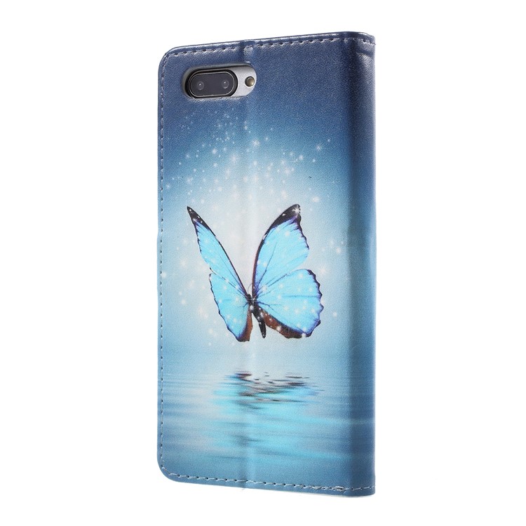 Patterned PU Leather Wallet Stand Phone Case Accessory for Huawei Honor 10 - Butterfly on Lake-3
