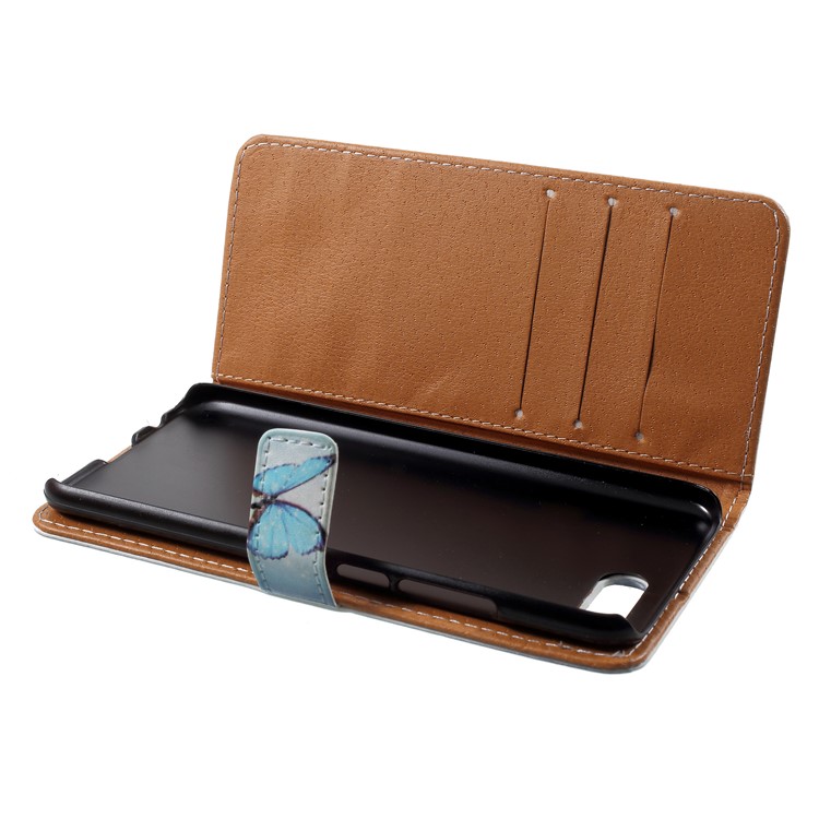 Patterned PU Leather Wallet Stand Phone Case Accessory for Huawei Honor 10 - Butterfly on Lake-7