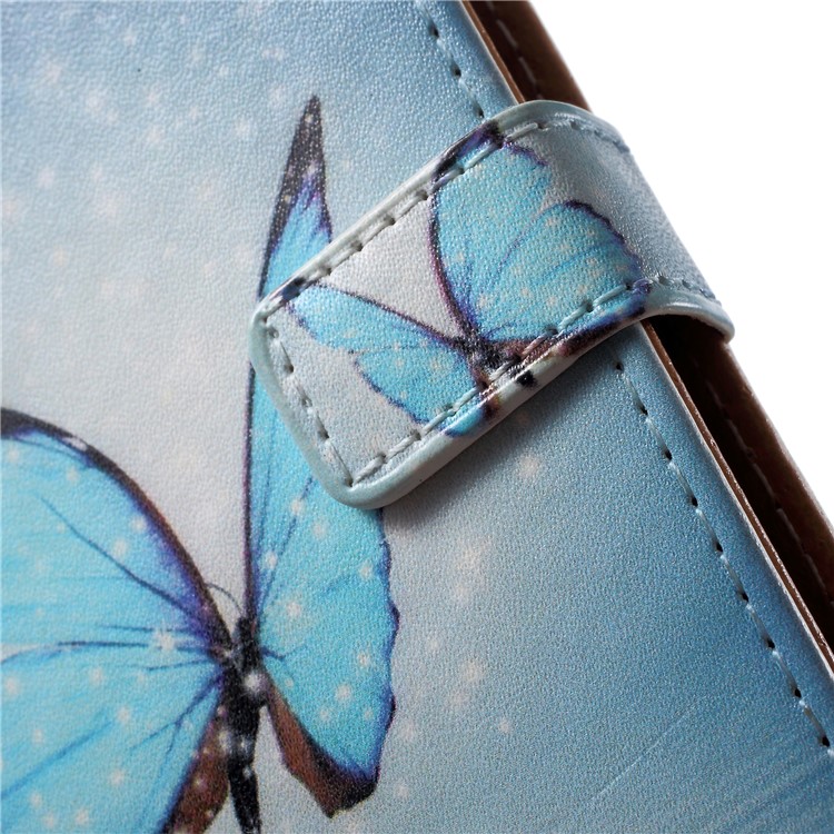 Patterned PU Leather Wallet Stand Phone Case Accessory for Huawei Honor 10 - Butterfly on Lake-8