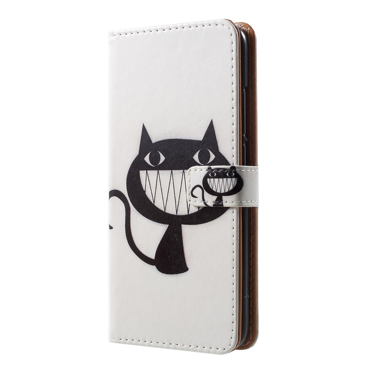 Patterned PU Leather Wallet Stand Mobile Phone Casing for Huawei Honor 10 - Black Cat-1