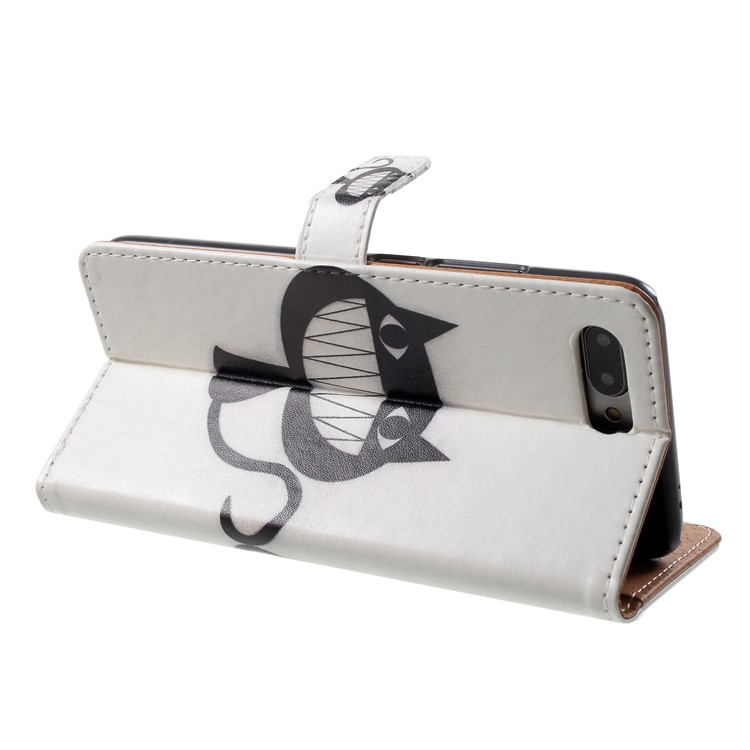 Patterned PU Leather Wallet Stand Mobile Phone Casing for Huawei Honor 10 - Black Cat-5