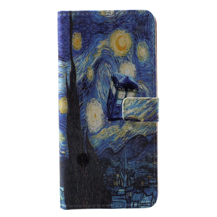 Patterned PU Leather Wallet Stand Phone Protection Cover for Huawei Honor 10 - The Starry Night-2