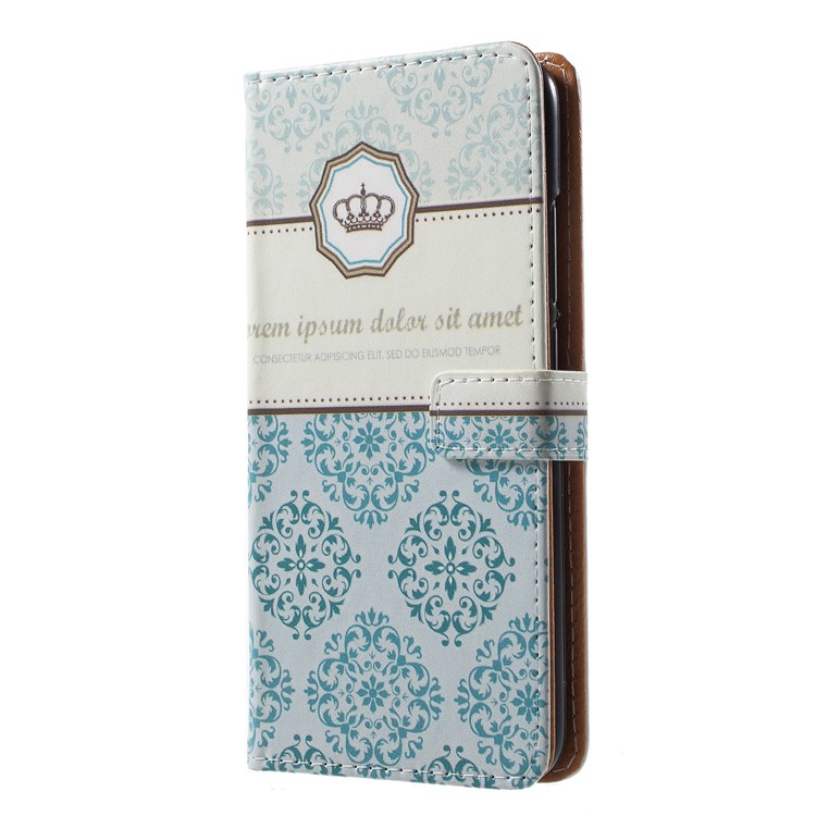 Patterned PU Leather Wallet Stand Cellphone Accessory Case for Huawei Honor 10 - Damask Flower-1