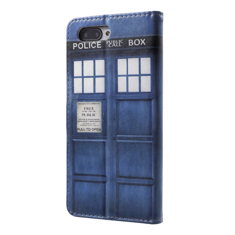 Patterned PU Leather Wallet Stand Phone Protection Case for Huawei Honor 10 - Police Public Call Box-2