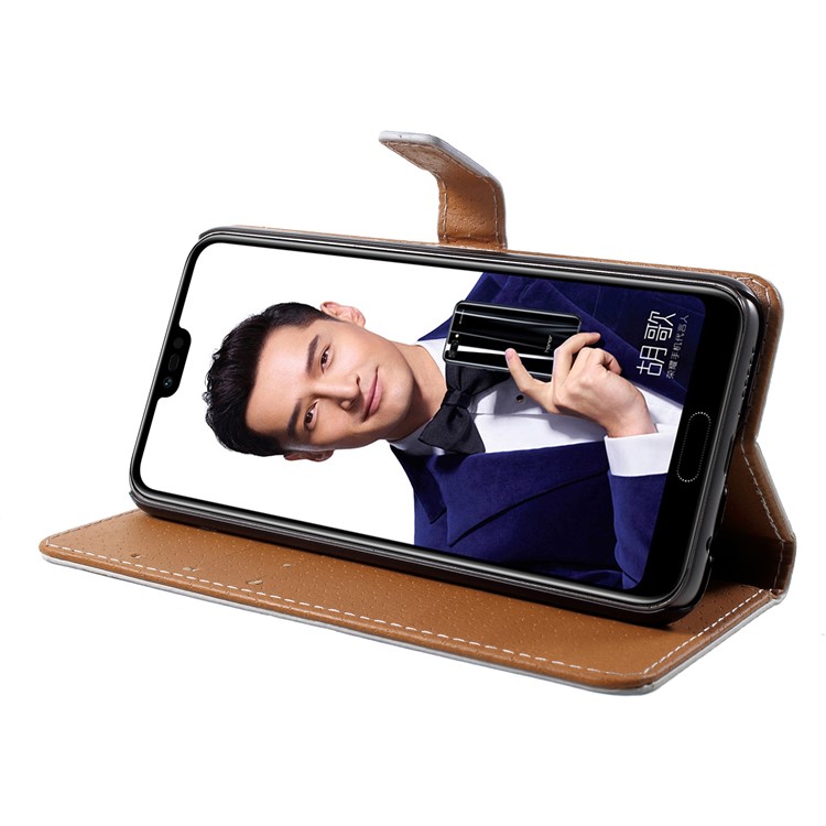 Patterned PU Leather Wallet Stand Phone Protection Case for Huawei Honor 10 - Police Public Call Box-4