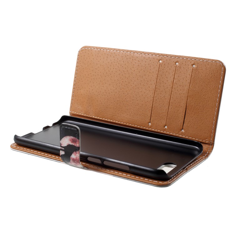 Patterned PU Leather Wallet Stand Protective Phone Case for Huawei Honor 10 - Wolf Howling at the Moon-6