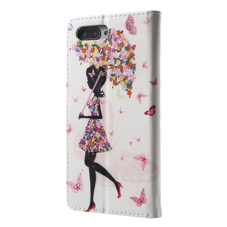 Patterned PU Leather Wallet Stand Accessory Case Shell for Huawei Honor 10 - Flowered Girl Holding Umbrella-3