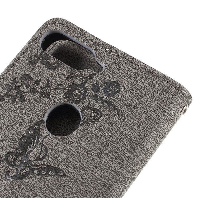 Imprint Butterfly Flower Rhinestone Decor Leather Mobile Protective Case for Huawei Honor 7C/Enjoy 8/Y7 Prime (2018) - Grey-8