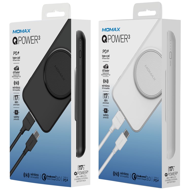 MOMAX Q.POWER 3 Qi Wireless Charger Pad 10000mAh Power Bank for iPhone 8/Samsung Galaxy S8 etc. - Black-14