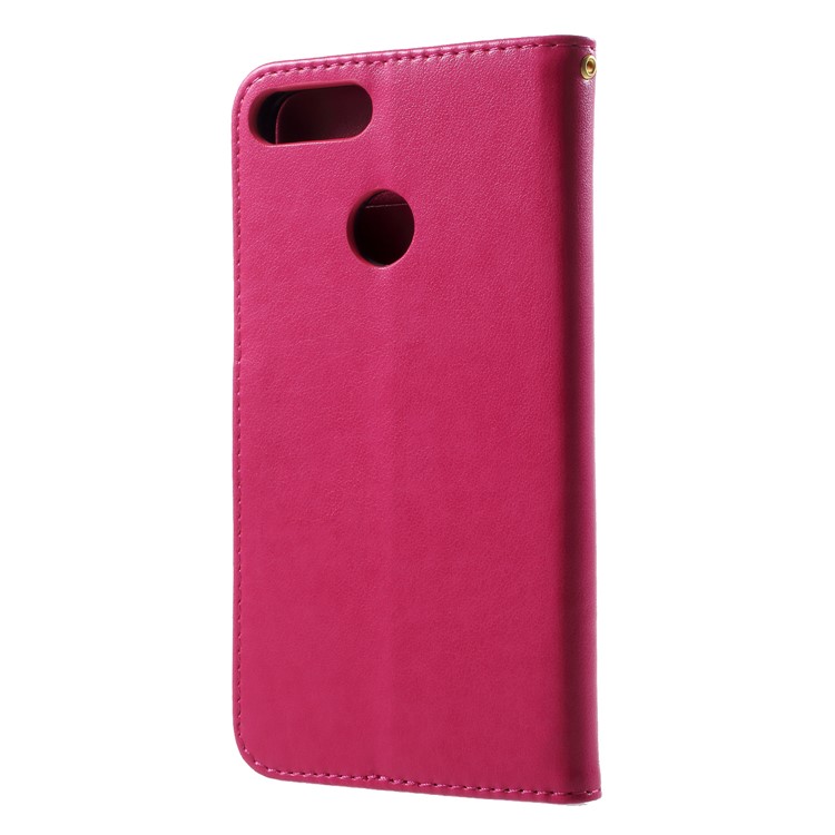 Imprint Butterfly Heart Leather Wallet Case for Huawei P Smart/Enjoy 7S - Rose-2