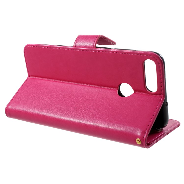 Imprint Butterfly Heart Leather Wallet Case for Huawei P Smart/Enjoy 7S - Rose-4