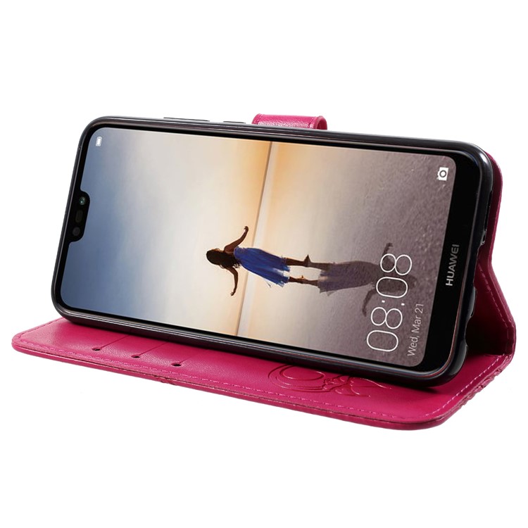 Imprint Butterfly Heart Leather Wallet Case for Huawei P20 Lite / Nova 3e - Rose-4