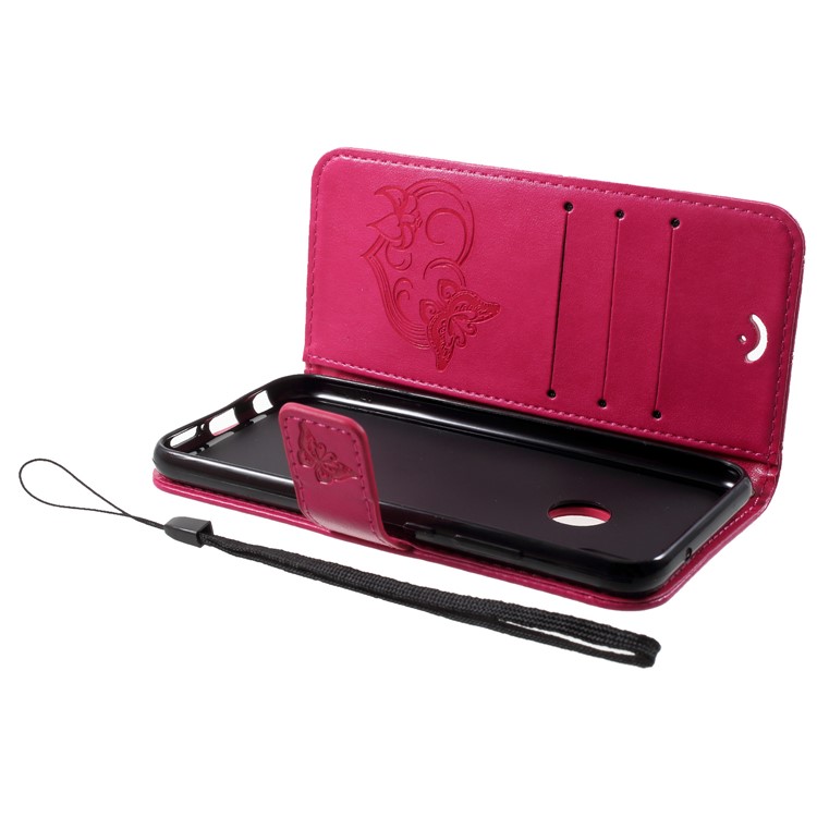Imprint Butterfly Heart Leather Wallet Case for Huawei P20 Lite / Nova 3e - Rose-6