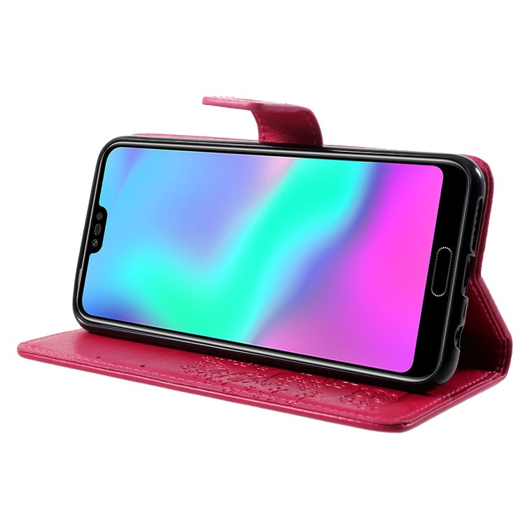 Imprint Tree Owl Magnetic Wallet PU Leather Cover with Stand for Huawei Honor 10 - Rose-4