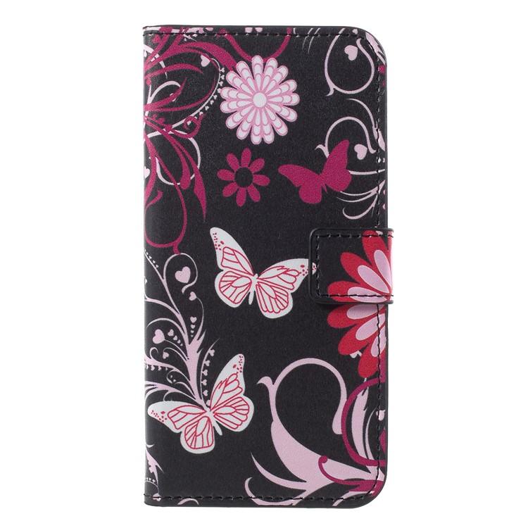 Pattern Printing Wallet Stand Leather Phone Case for Huawei Honor 10 - Butterfly and Flower-3