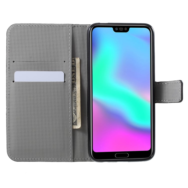 Pattern Printing Wallet Stand Leather Phone Case for Huawei Honor 10 - Butterfly and Flower-6