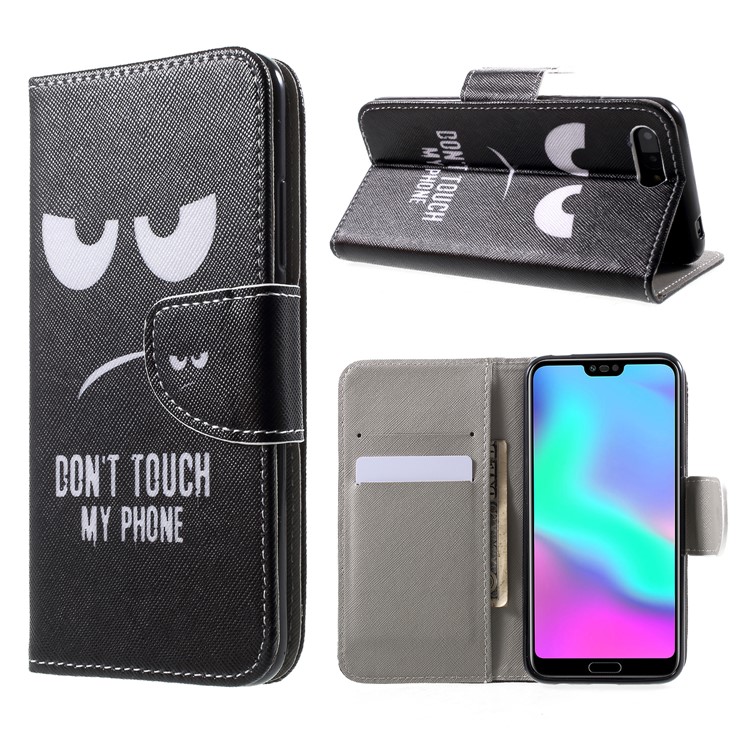 Pattern Printing Wallet Stand Flip Leather Case for Huawei Honor 10 - Do Not Touch My Phone-1