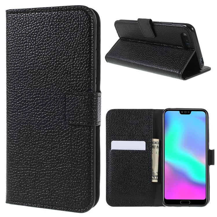 Litchi Texture Wallet Stand Leather Mobile Phone Case for Huawei Honor 10-1