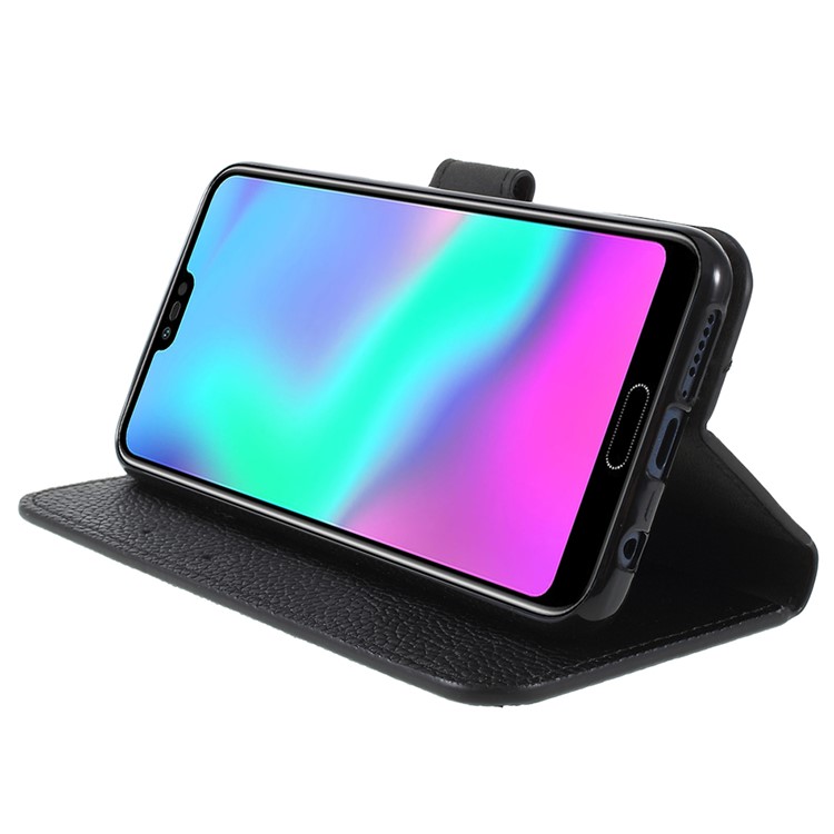 Litchi Texture Wallet Stand Leather Mobile Phone Case for Huawei Honor 10-4