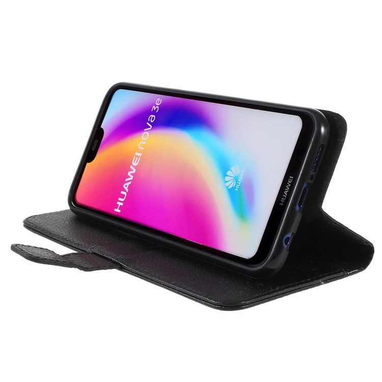 Litchi Texture Wallet Stand Leather Case for Huawei P20 Lite/Nova 3e (China) - Black-4