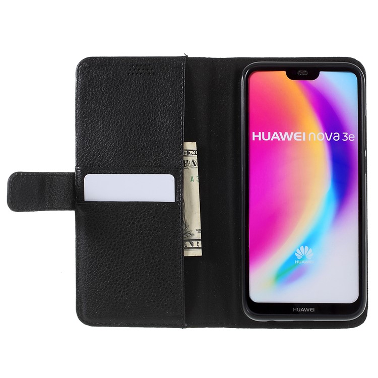 Litchi Texture Wallet Stand Leather Case for Huawei P20 Lite/Nova 3e (China) - Black-6