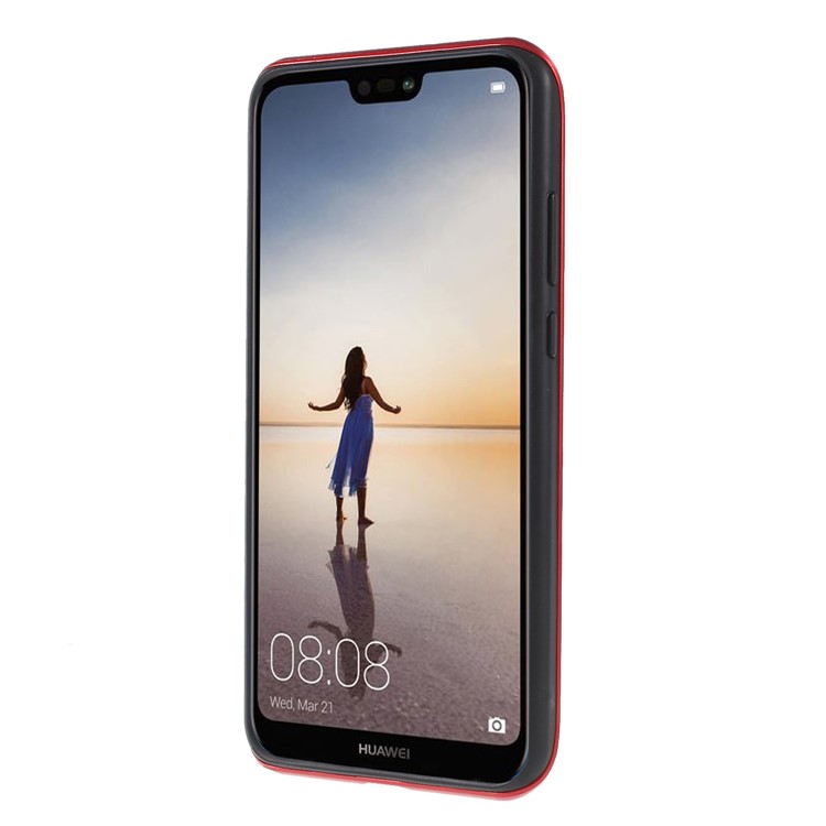 Trunk Pattern PC + TPU Hybrid Back Case with Kickstand for Huawei P20 - Red-2