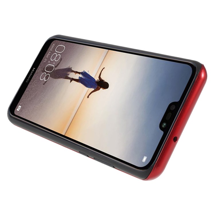 Trunk Pattern PC + TPU Hybrid Back Case with Kickstand for Huawei P20 - Red-5