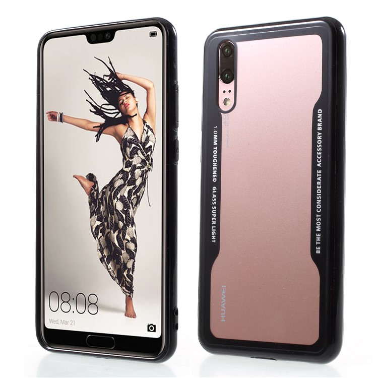 Transparent Acrylic Back + Silicone Frame Hybrid Case for Huawei P20 - Black-1