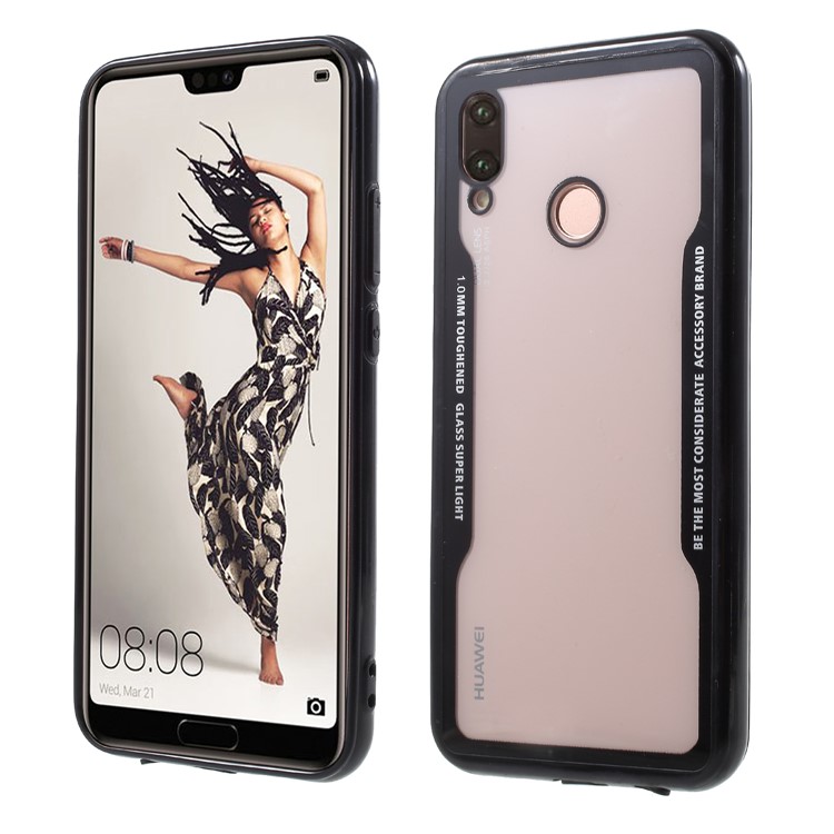 Transparent Acrylic Back + Silicone Frame Hybrid Mobile Phone Shell for Huawei P20 Lite / Nova 3e - Black-1