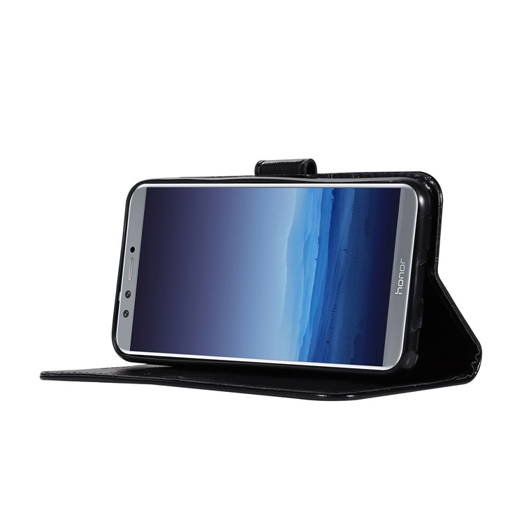 Retro Style PU Leather Folio Flip Cell Phone Case for Huawei P Smart/Enjoy 7S - Black-5
