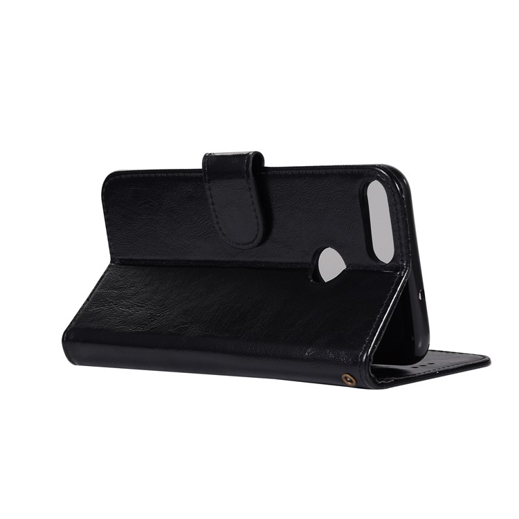 Retro Style PU Leather Folio Flip Cell Phone Case for Huawei P Smart/Enjoy 7S - Black-6