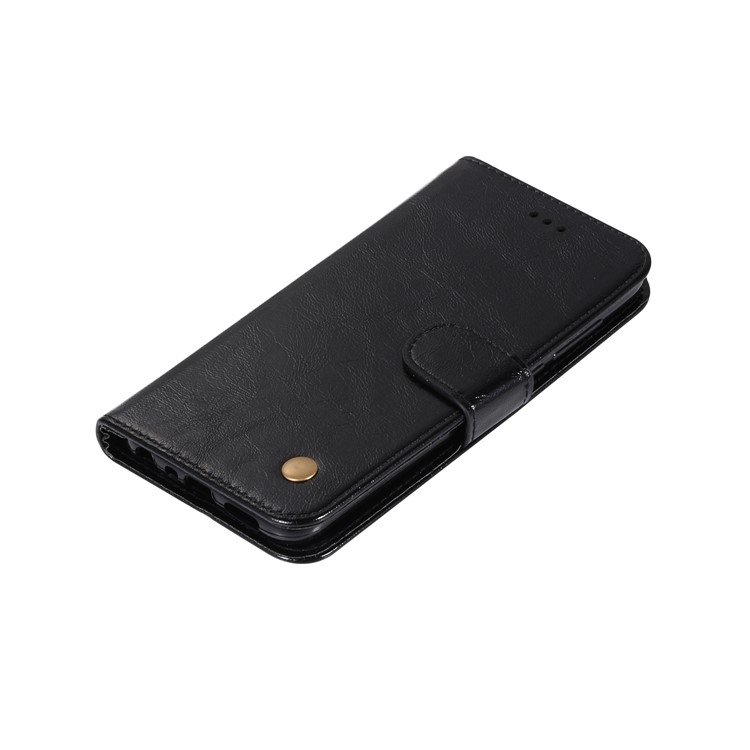 Retro Style PU Leather Folio Flip Cell Phone Case for Huawei P Smart/Enjoy 7S - Black-7