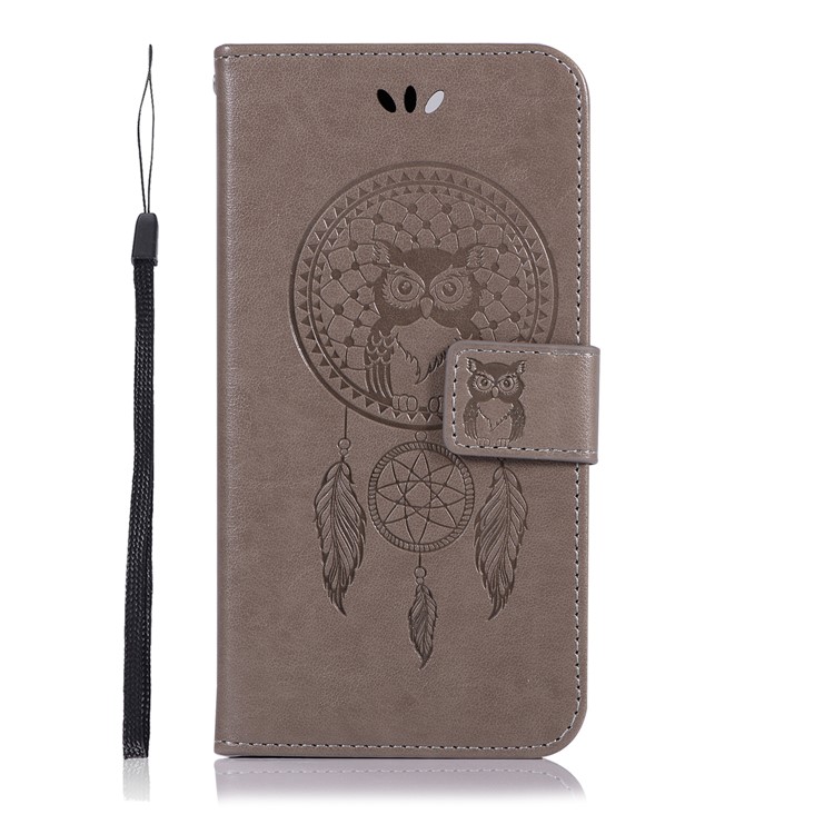 Impressum Eule Dream Catcher Wallet Stand Leder Abdeckung Für Huawei P Smart / 7s Genießen / Honor 9 Lite - Grau-2