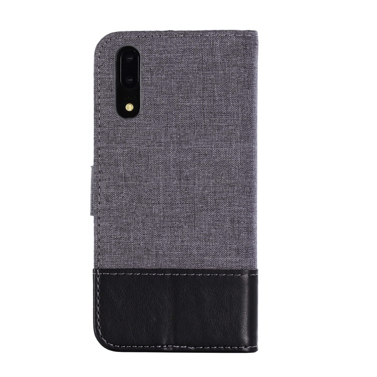 Muxma de Lienzo de Cuero Stand Móviles Para Huawei P20 - Negro