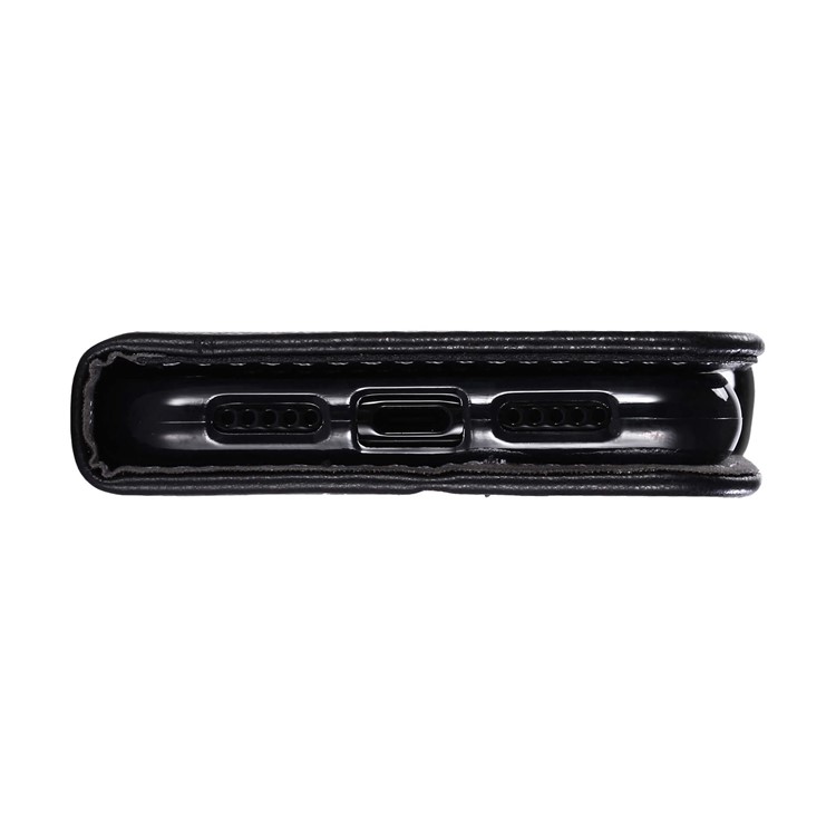 MUXMA Leather Canvas Splicing Stand Mobile Casing for Huawei P20 - Black-14