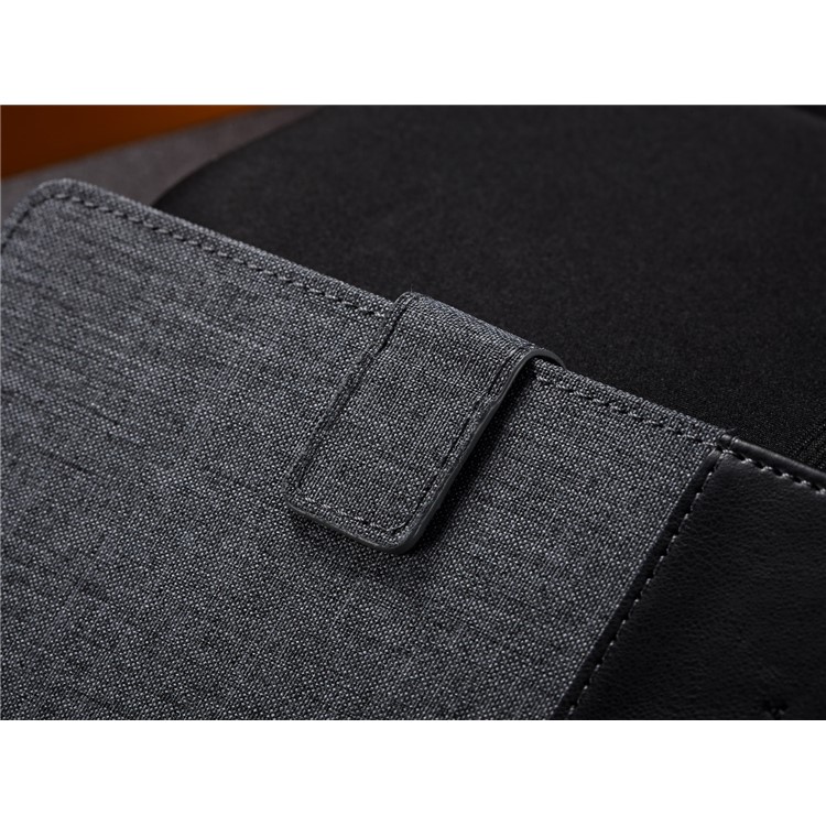 MUXMA Leather Canvas Splicing Stand Mobile Casing for Huawei P20 - Black-17