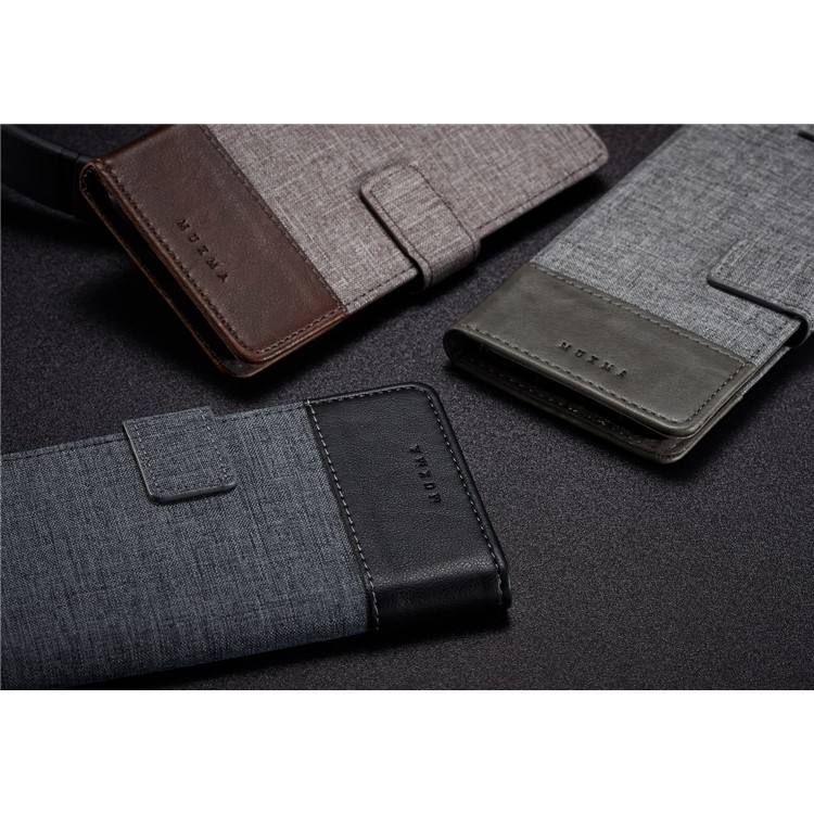 MUXMA Leather Canvas Splicing Stand Mobile Casing for Huawei P20 - Black-20