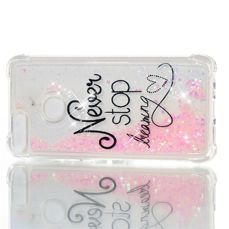 Liquid Glitter Powder Quicksand Shockproof TPU Cell Phone Case for Huawei P Smart/Enjoy 7S - Never Stop Dreaming-3