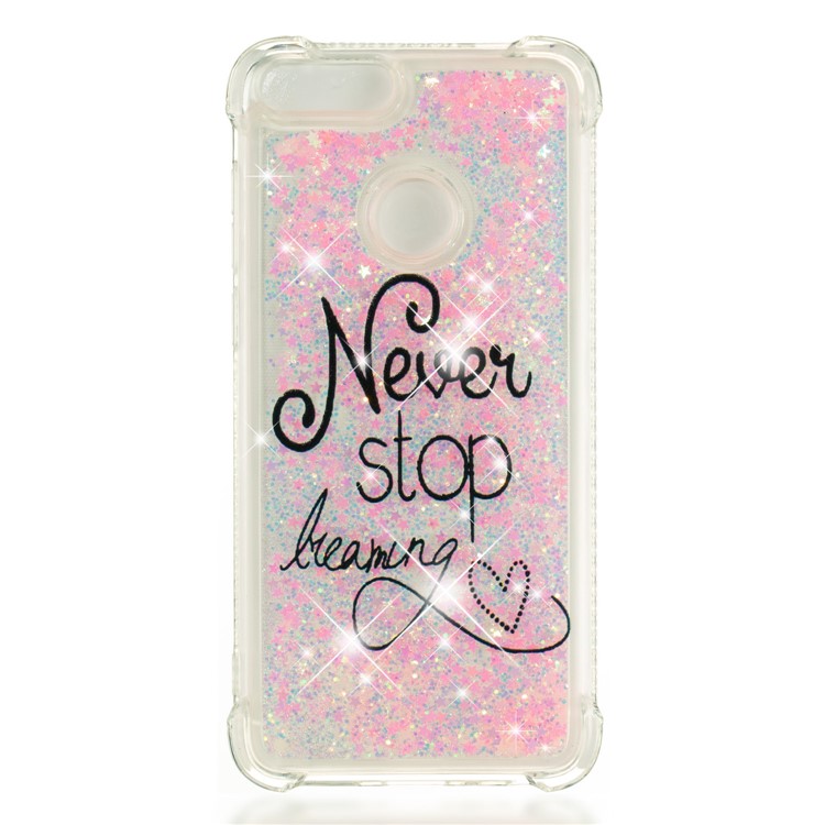 Liquid Glitter Powder Quicksand Shockproof TPU Cell Phone Case for Huawei P Smart/Enjoy 7S - Never Stop Dreaming-6