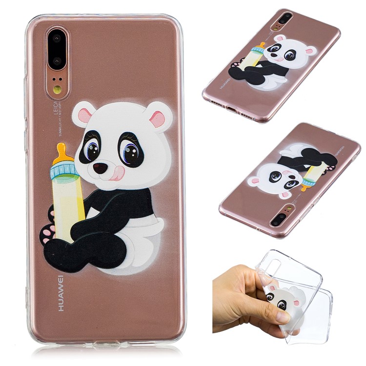 Pattern Printing Soft TPU Shell for Huawei P20 - Panda Baby-1