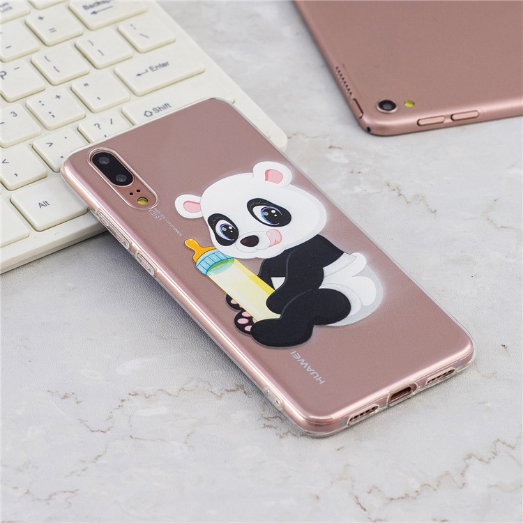 Pattern Printing Soft TPU Shell for Huawei P20 - Panda Baby-6